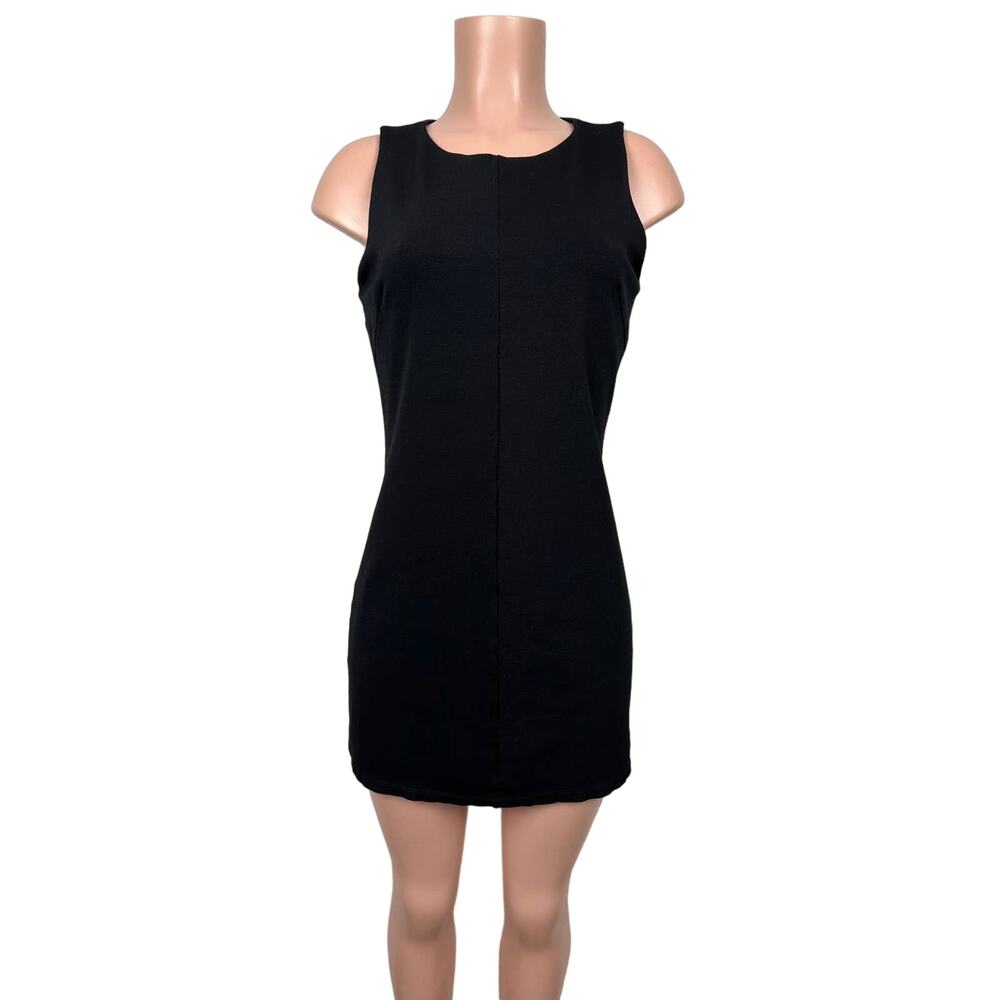 Charming Charlie Black Shortsleeve Crewneck Bodycon Stretch Dress Size Small